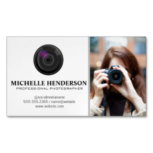 Tarjeta De Visita Magnética Mujer sosteniendo una cámara fotográfica