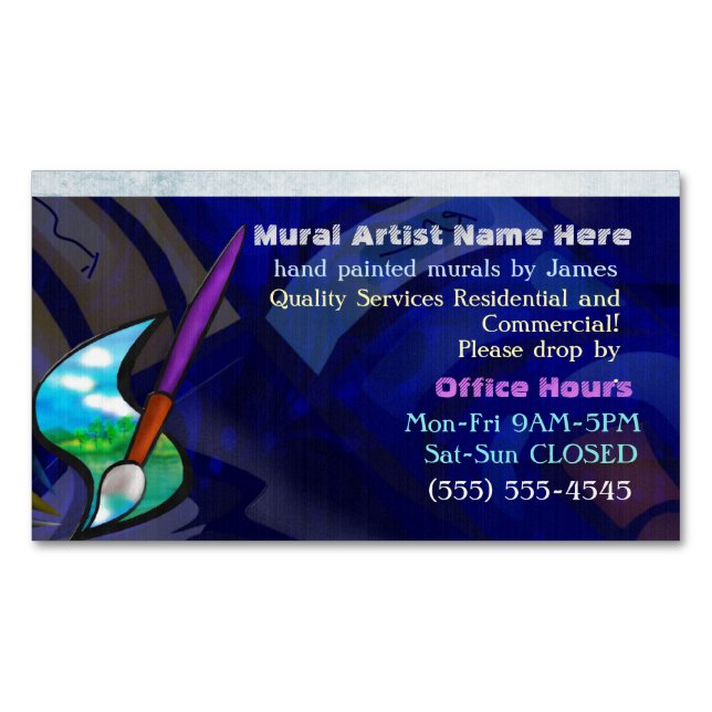 Tarjeta De Visita Magnética Mural Artista Diseño Gráfico Comercial Residencial (Anverso)