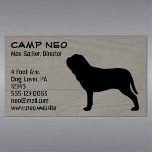 Tarjeta De Visita Magnética Napolitano Mastiff Perro Silhouette Wood Grain Sty