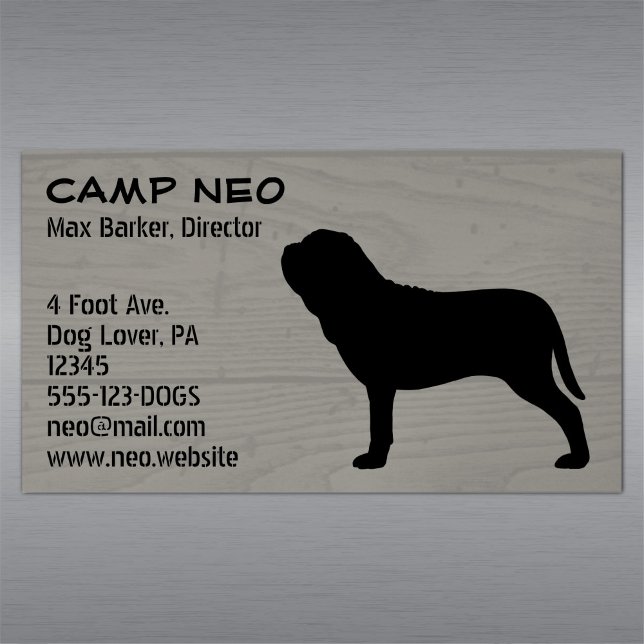 Tarjeta De Visita Magnética Napolitano Mastiff Perro Silhouette Wood Grain Sty (Subido por el creador)