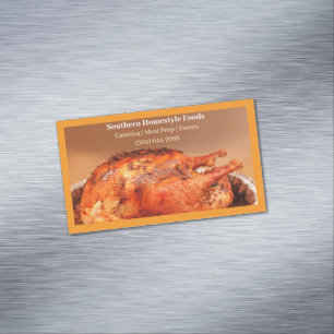 Tarjeta De Visita Magnética Naranja Comida de carne de Turquía cocinada al est