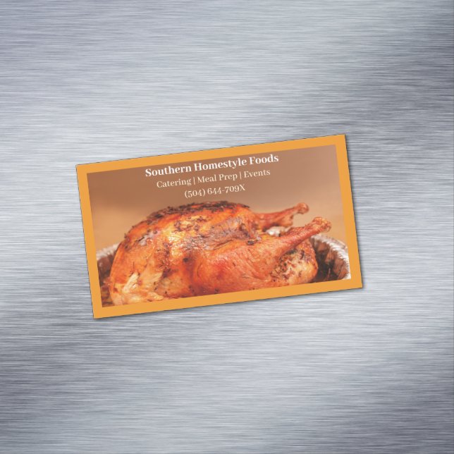 Tarjeta De Visita Magnética Naranja Comida de carne de Turquía cocinada al est (In Situ)