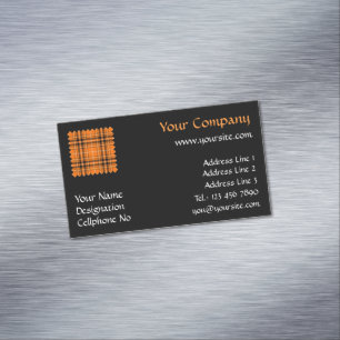 Tarjeta De Visita Magnética Naranja de Halloween Tartan