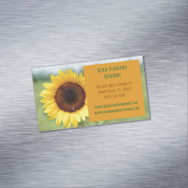 Tarjeta De Visita Magnética Naranja Gardener Landscaper Florist Sunflower