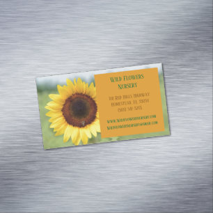 Tarjeta De Visita Magnética Naranja Gardener Landscaper Florist Sunflower