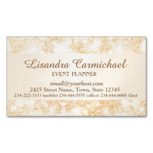 Tarjeta de visita magnética naranja Ice Bokeh