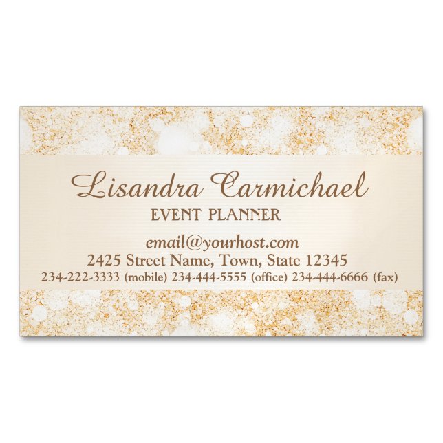 Tarjeta de visita magnética naranja Ice Bokeh (Anverso)