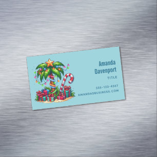 Tarjeta De Visita Magnética Navidad Tropical Fiesta Palma