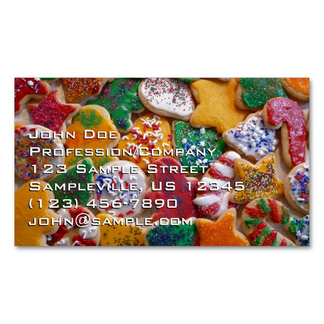 Tarjeta De Visita Magnética Navidades Cookies En Coloridas Vacaciones (Anverso)