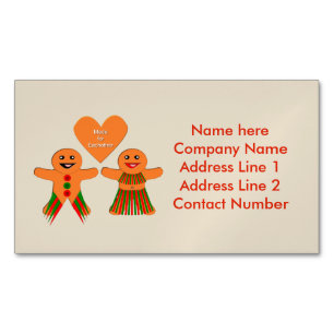Tarjeta De Visita Magnética Navidades Cuidados Gingerbread Pareja Personalizad