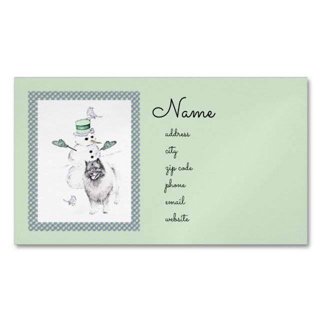 Tarjeta De Visita Magnética Navidades de Keeshond Snowman pinta arte de perro (Anverso)