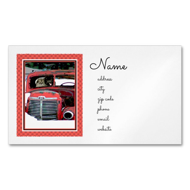 Tarjeta De Visita Magnética Navidades de Keeshond Viejo Camión Pintando Arte D (Anverso)