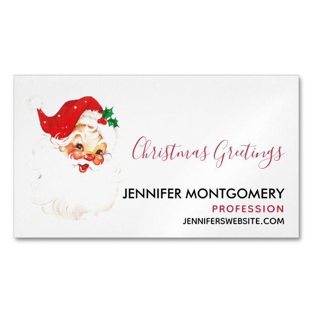 Tarjeta De Visita Magnética Navidades del Viejo Santa Claus Retro Jolly (Anverso)