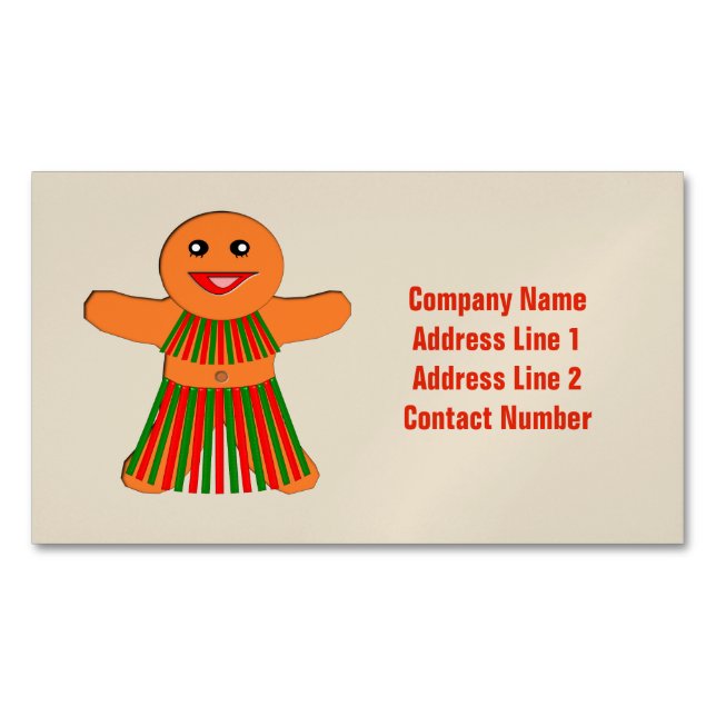 Tarjeta De Visita Magnética Navidades Fiesta Gingerbread Mujer (Anverso)