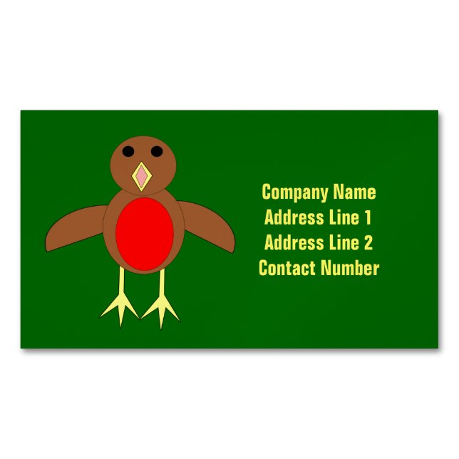 Tarjeta De Visita Magnética Navidades Robin Personalizado Business Cards (Anverso)