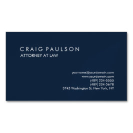 Tarjeta De Visita Magnética Navy Blue Elegant Plain Professional