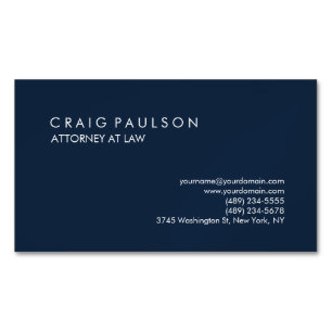 Tarjeta De Visita Magnética Navy Blue Elegant Plain Professional