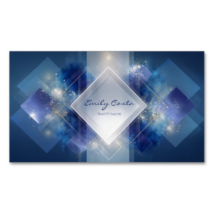 Tarjeta De Visita Magnética Nebulosa Cósmica Geométrica Diamante Futurista