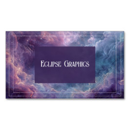 Tarjeta De Visita Magnética Nebulosa Galáctica Dramática Violeta Turquesa