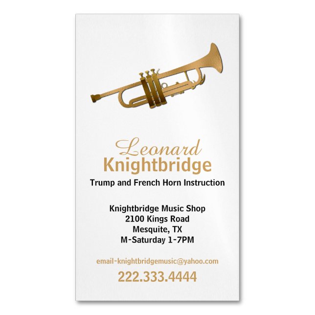 Tarjeta De Visita Magnética Negocios de Trump Gold (Frente vertical)