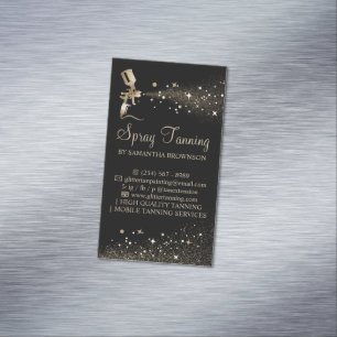 Tarjeta De Visita Magnética Negro Gold Sparkle Painter Logo Spray Tan