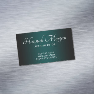 Tarjeta De Visita Magnética Negro y Verde Azulado Ombre Elegante