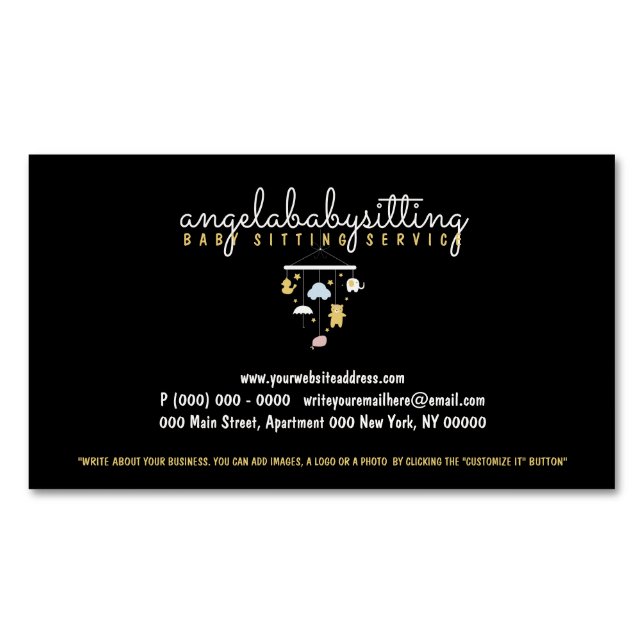 Tarjeta De Visita Magnética Niños colgando juguetes Nube de elefantes de pato (Anverso)