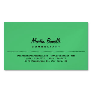 Tarjeta De Visita Magnética Nombre de Caligrafía en Llenura Verde Esmeralda Pe
