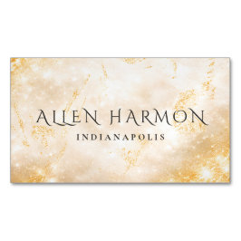 Tarjeta De Visita Magnética Nombre de familia personalizado minimalista en oro