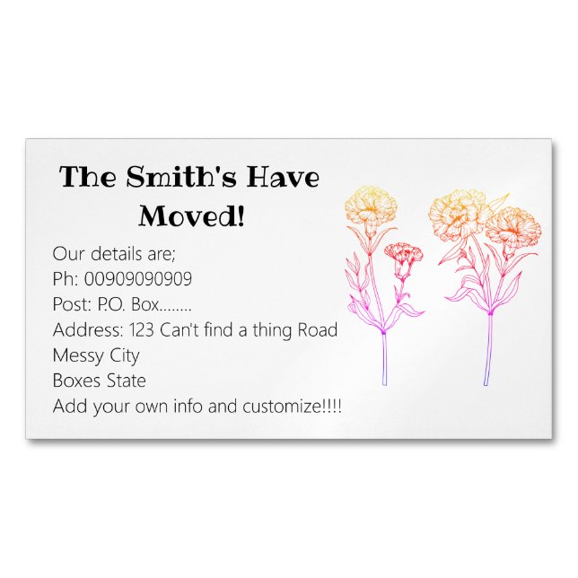 Tarjeta De Visita Magnética Nuevos detalles de la carga (Anverso)