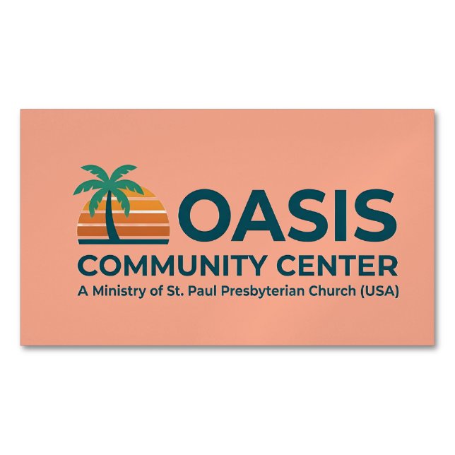 Tarjeta De Visita Magnética Oasis Centro Comunitario Magnet (Anverso)