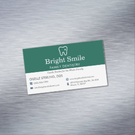 Tarjeta De Visita Magnética Oficina de Odontología Dental Verde