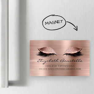 Tarjeta De Visita Magnética Ojos Brillantes Metalizados Esteticista Rosa Oro N
