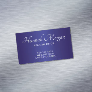 Tarjeta De Visita Magnética Ombre Azul Oscuro y Profundo Escritura Elegante