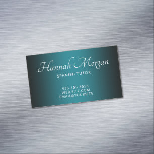 Tarjeta De Visita Magnética Ombre elegante negro y azul verdoso