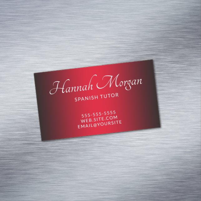 Tarjeta De Visita Magnética Ombre elegante negro y rojo (In Situ)