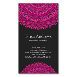 Tarjeta De Visita Magnética Ornamento floral rosado de la mandala