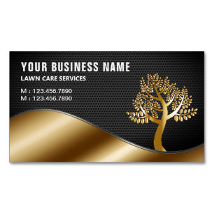 Tarjeta De Visita Magnética Oro Negro Árbol Jardinería Paisajismo Cuidado del 