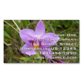 Tarjeta De Visita Magnética Orquídea Silvestre Morada Flor Tropical