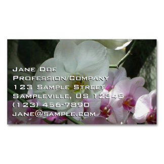 Tarjeta De Visita Magnética Orquídeas blancas y moradas