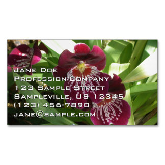 Tarjeta De Visita Magnética Orquídeas Granates II Floral Elegante
