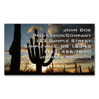 Tarjeta De Visita Magnética Paisaje del desierto de Saguaro Sunset II Arizona