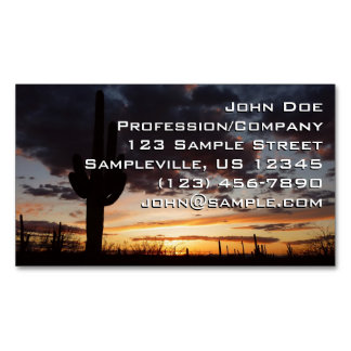 Tarjeta De Visita Magnética Paisaje del desierto Saguaro Sunset III Arizona