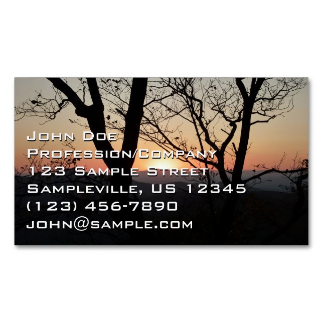 Tarjeta De Visita Magnética Paisaje del Parque Nacional Shenandoah Sunset (Anverso)
