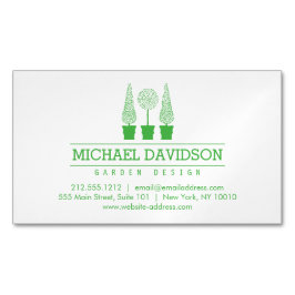 Tarjeta De Visita Magnética Paisaje en el Trio de Topiary Gardener Verde brill