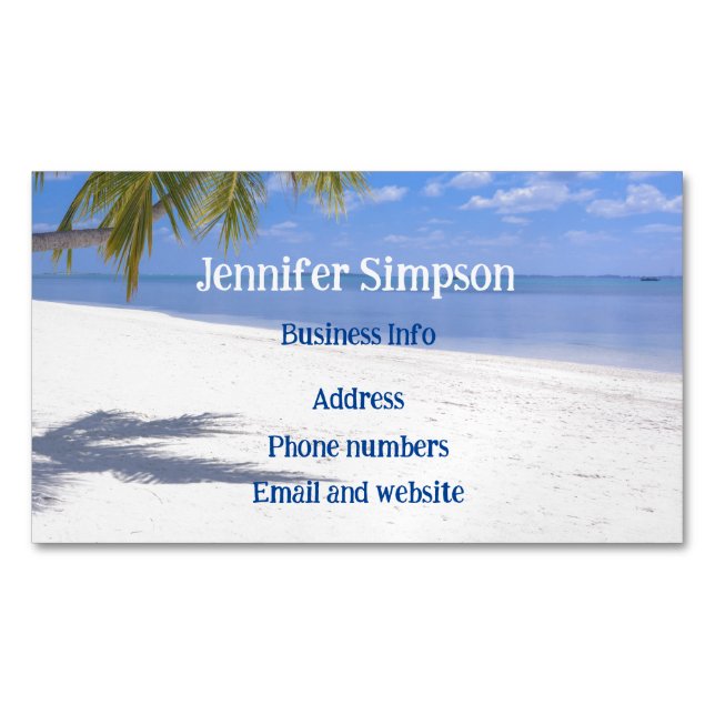 Tarjeta De Visita Magnética Palmeras personalizados Tropical Beach Ocean (Anverso)