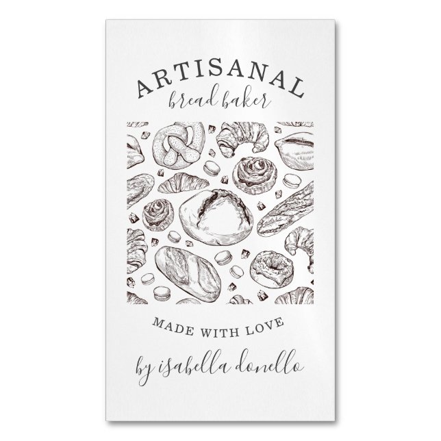 Tarjeta De Visita Magnética Panadería de pan Baker Magnetic Business Card (Frente vertical)