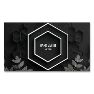 Tarjeta De Visita Magnética Panal de abeja hexagonal 3D de hoja de plata negra