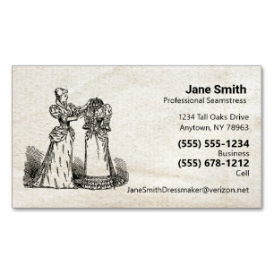 Tarjeta De Visita Magnética Papel antiguo Viejo Moda Seamstress Dressmaker
