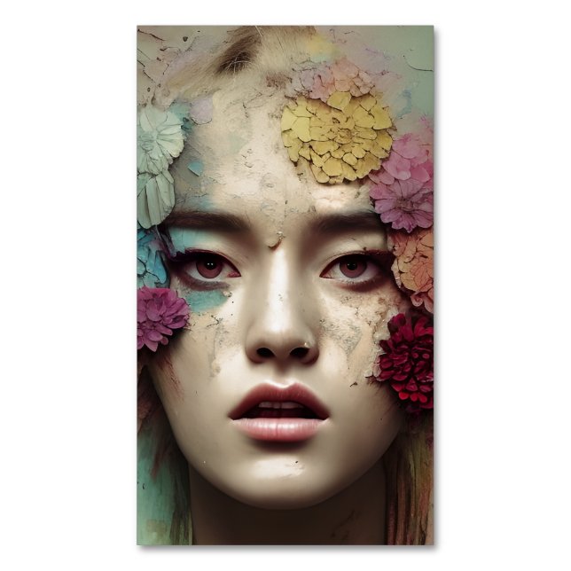 Tarjeta De Visita Magnética Papel con pintura desechada y con mal sabor mujere (Frente vertical)